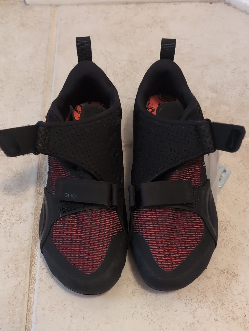 Nike Superrep Cycling Shoes Black and Red Athletic Shoes with Secure Strap